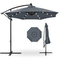 Solar LED Offset Hanging Patio Umbrella w/ Crank Tilt Adjustment - 10ft - Slate