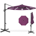 360-Degree Solar LED Cantilever Offset Patio Umbrella w/ Tilt - 10ft - Amethyst Purple