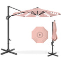 360-Degree Solar LED Cantilever Offset Patio Umbrella w/ Tilt - 10ft - Rose Quartz