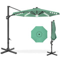 360-Degree Solar LED Cantilever Offset Patio Umbrella w/ Tilt - 10ft - Seaglass
