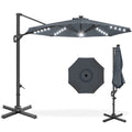 360-Degree Solar LED Cantilever Offset Patio Umbrella w/ Tilt - 10ft - Slate