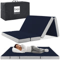 Folding Portable Midnight Blue Mattress Topper w/ Plush Foam - 4in - Full