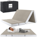 Folding Portable Taupe Mattress Topper w/ Plush Foam - 4in - Twin XL