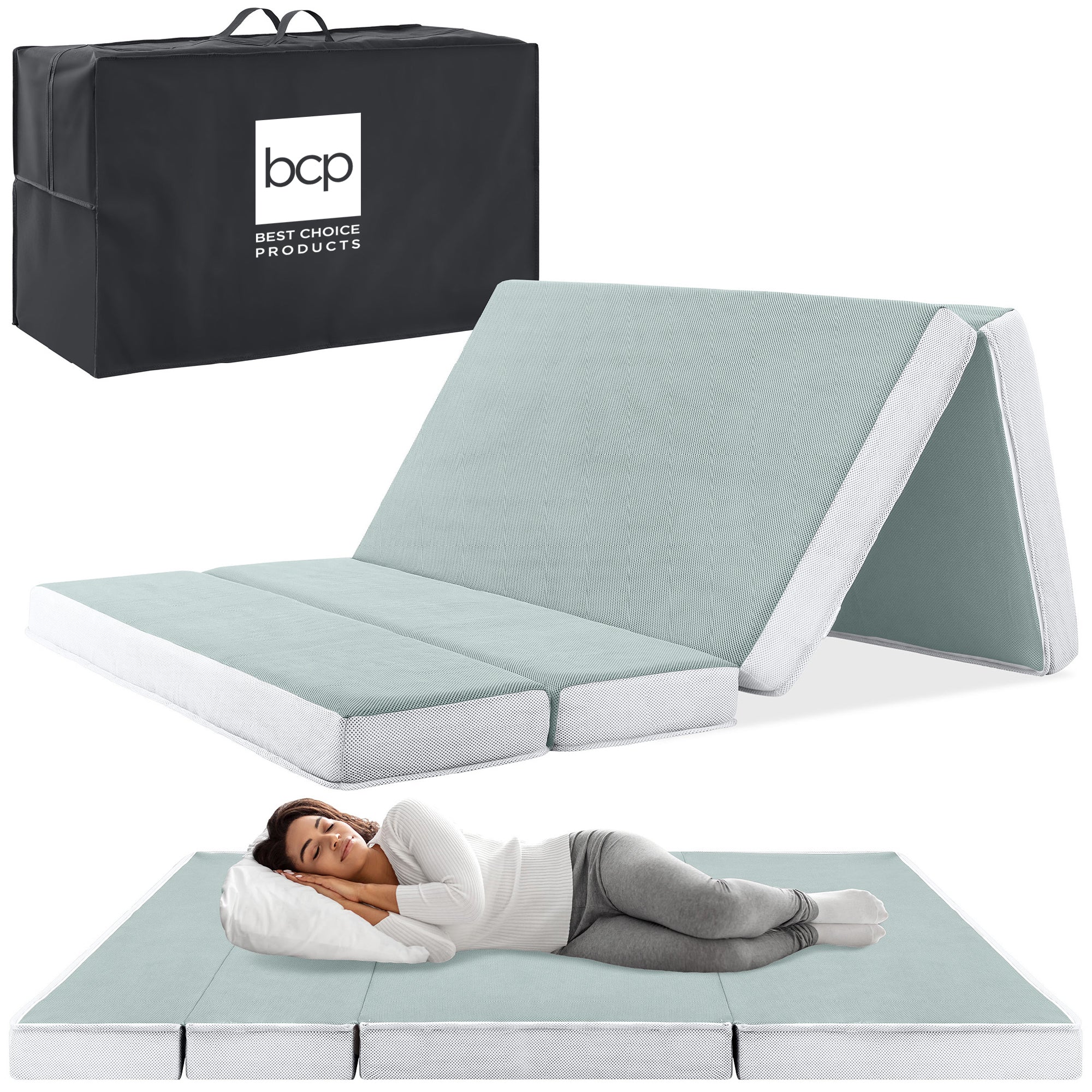 Folding Portable Seafoam Mattress Topper w/ Plush Foam - 4in - Twin XL