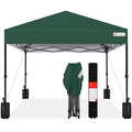One-Person Setup Instant Pop Up Canopy w/ Case, 4 Weight Bags - 8x8ft - Dark Green