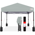 One-Person Setup Instant Pop Up Canopy w/ Case, 4 Weight Bags - 8x8ft - Silver