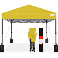 One-Person Setup Instant Pop Up Canopy w/ Case, 4 Weight Bags - 8x8ft - Yellow