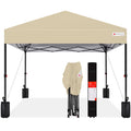 One-Person Setup Instant Pop Up Canopy w/ Case, 4 Weight Bags - 10x10ft - Sand