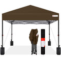 One-Person Setup Instant Pop Up Canopy w/ Case, 4 Weight Bags - 12x12ft - Brown