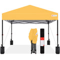 One-Person Setup Instant Pop Up Canopy w/ Case, 4 Weight Bags - 12x12ft - Marigold