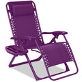 Monochromatic Zero Gravity Patio Chair Recliner w/ Side Tray, Headrest - Amethyst