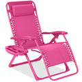 Monochromatic Zero Gravity Patio Chair Recliner w/ Side Tray, Headrest - Ultimate Pink