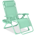 Monochromatic Zero Gravity Patio Chair Recliner w/ Side Tray, Headrest - Mint