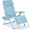 Monochromatic Zero Gravity Patio Chair Recliner w/ Side Tray, Headrest - Sky