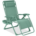 Monochromatic Zero Gravity Patio Chair Recliner w/ Side Tray, Headrest - Seafoam
