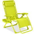 Monochromatic Zero Gravity Patio Chair Recliner w/ Side Tray, Headrest - Neon
