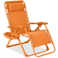 Monochromatic Zero Gravity Patio Chair Recliner w/ Side Tray, Headrest - Tangerine