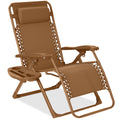 Monochromatic Zero Gravity Patio Chair Recliner w/ Side Tray, Headrest - Desert