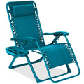 Monochromatic Zero Gravity Patio Chair Recliner w/ Side Tray, Headrest - Peacock