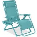 Monochromatic Zero Gravity Patio Chair Recliner w/ Side Tray, Headrest - Caribbean