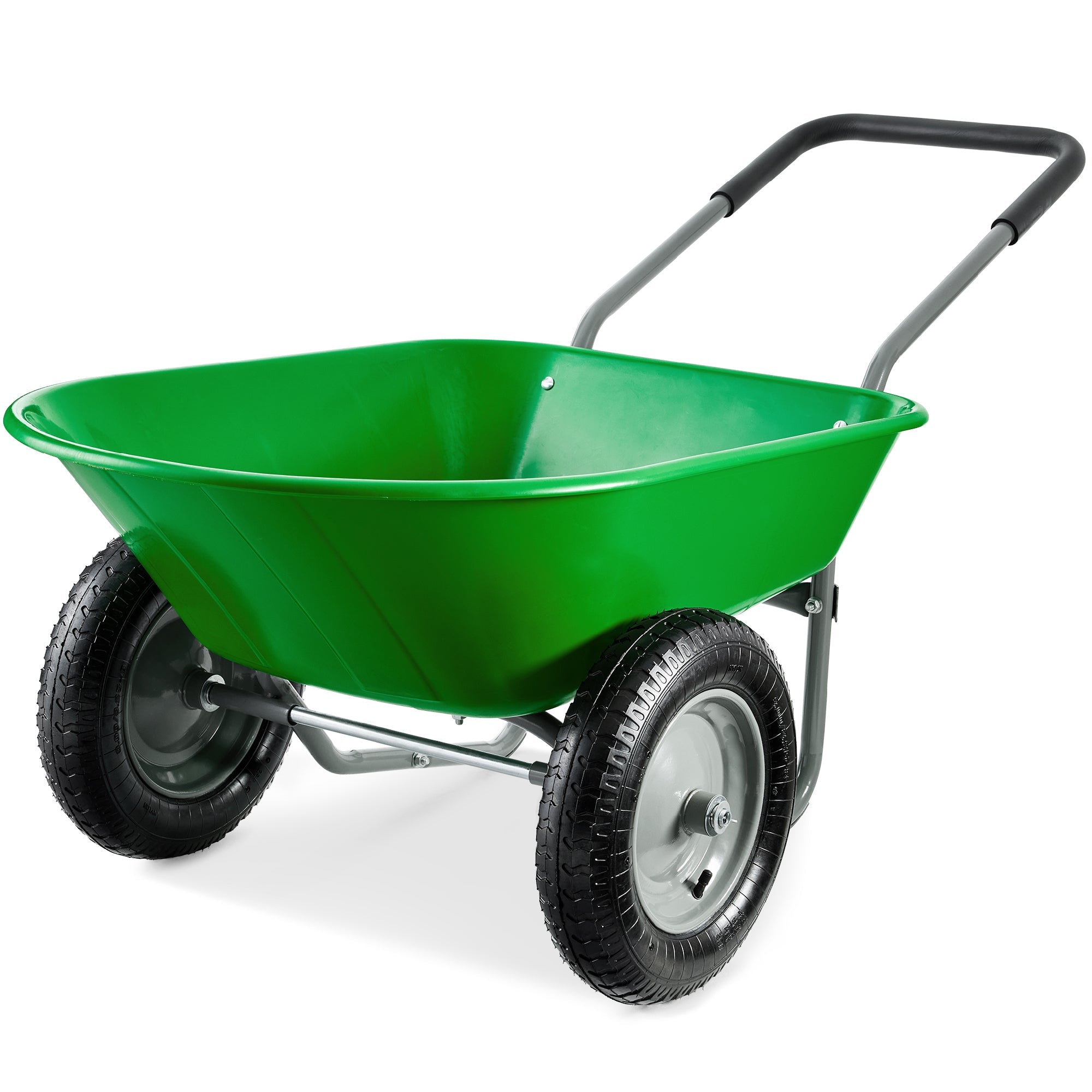 Dual-Wheel Wheelbarrow Garden Cart - Bright Green