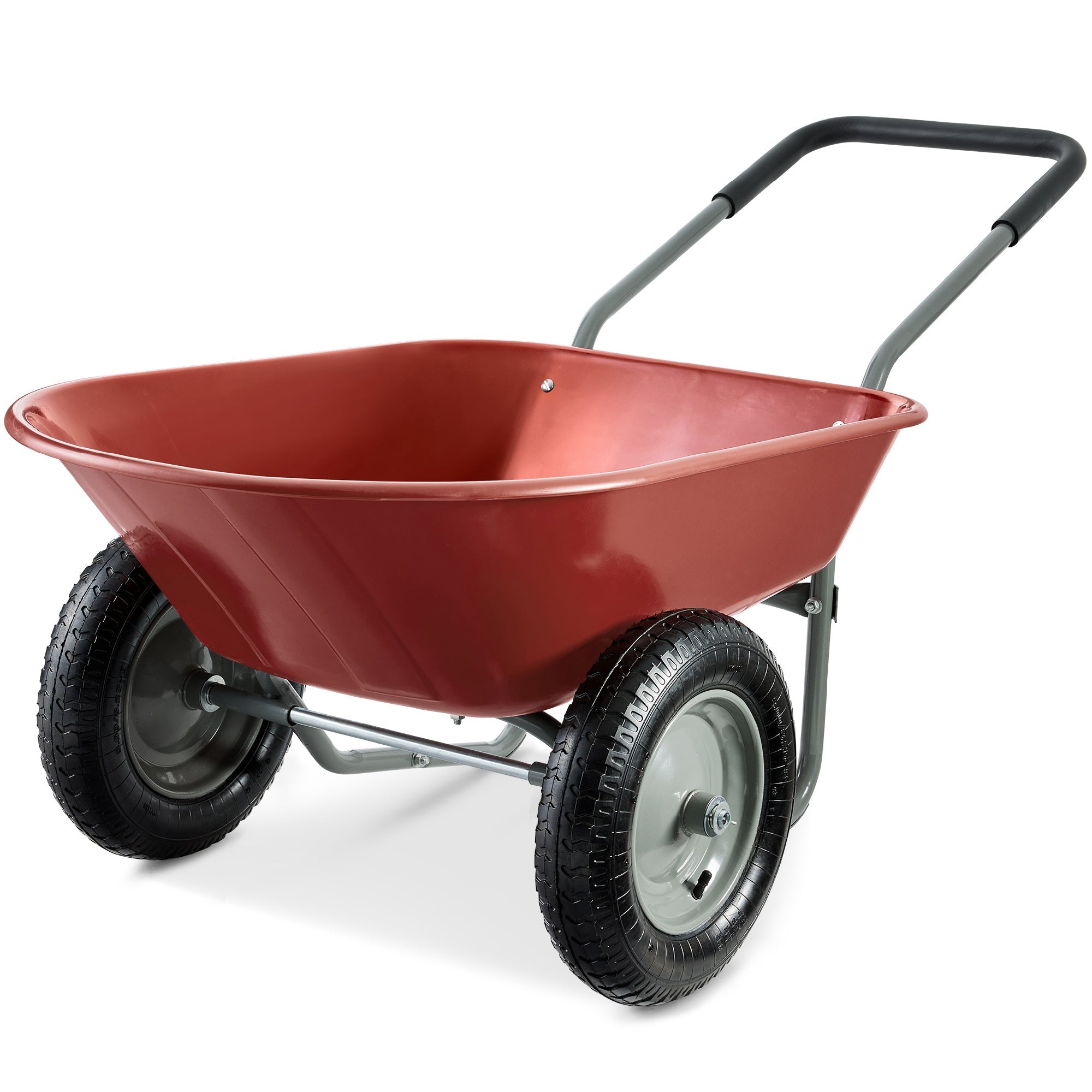 Dual-Wheel Wheelbarrow Garden Cart - Red