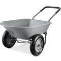Dual-Wheel Wheelbarrow Garden Cart - Gray
