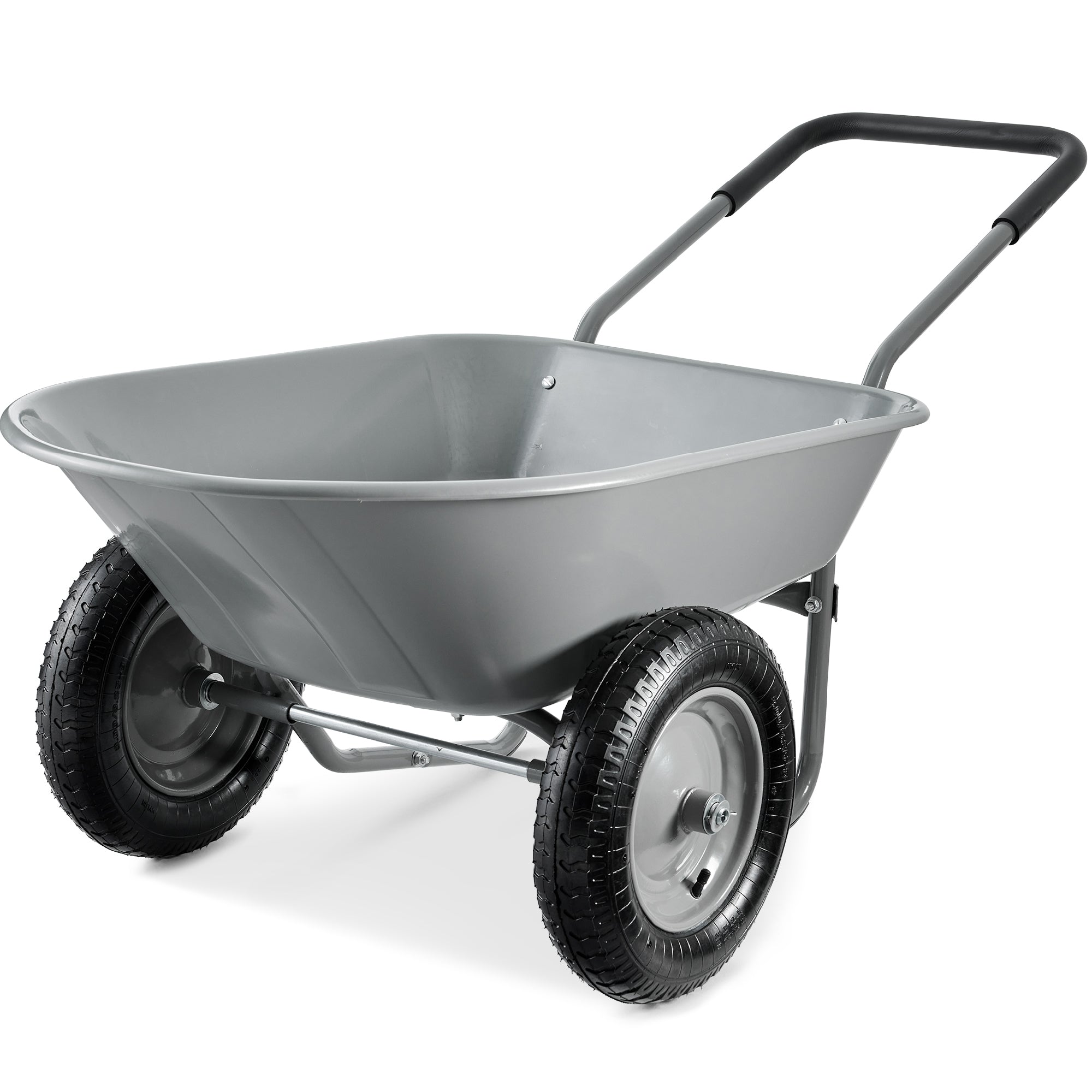 Dual-Wheel Wheelbarrow Garden Cart - Gray