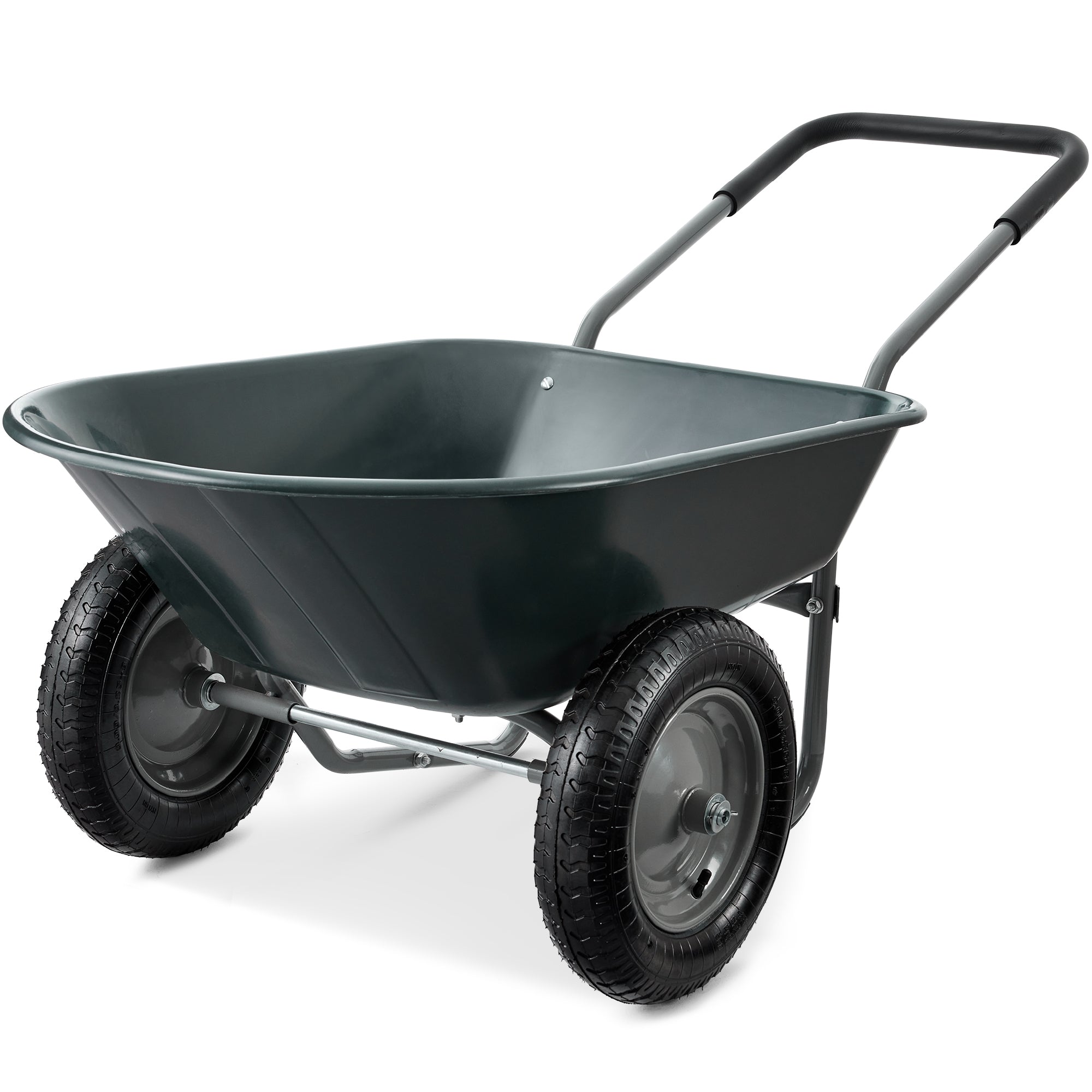 Dual-Wheel Wheelbarrow Garden Cart - Dark Gray