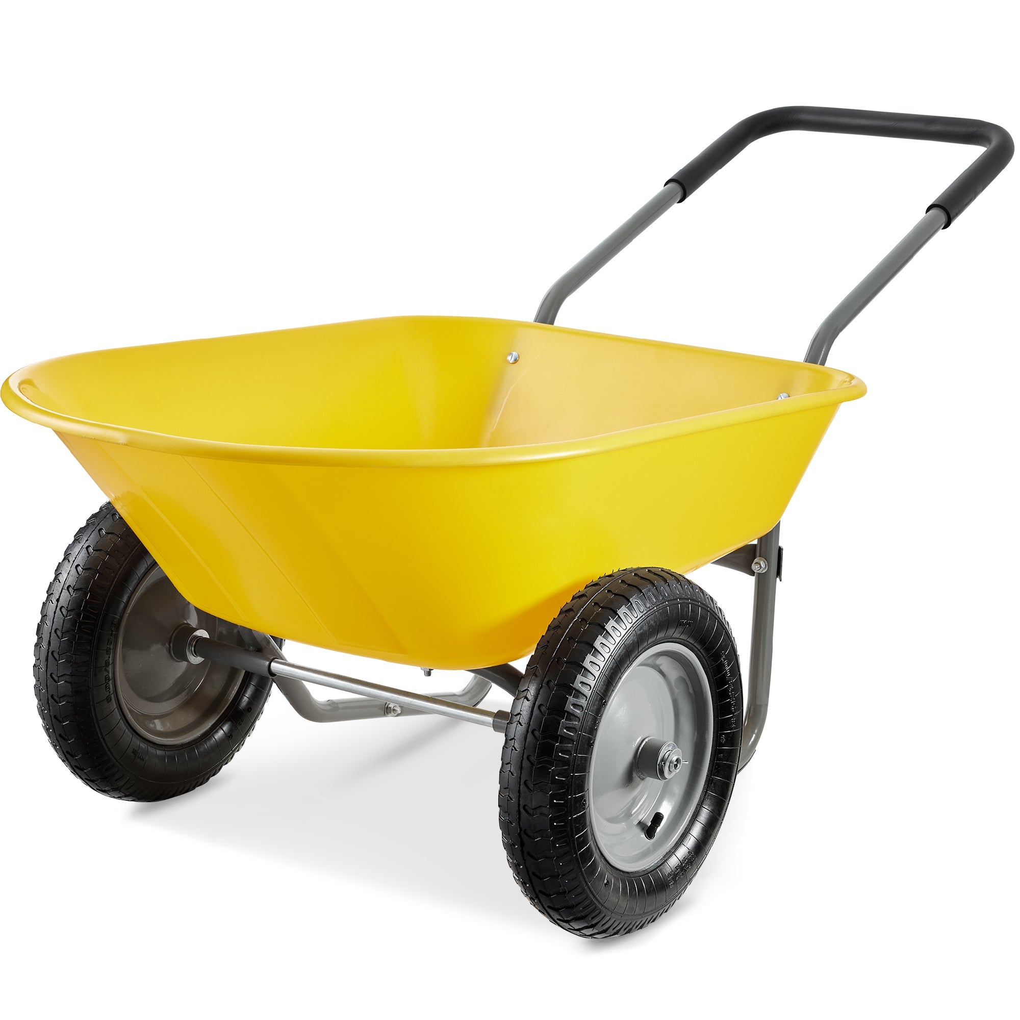 Dual-Wheel Wheelbarrow Garden Cart - Yellow