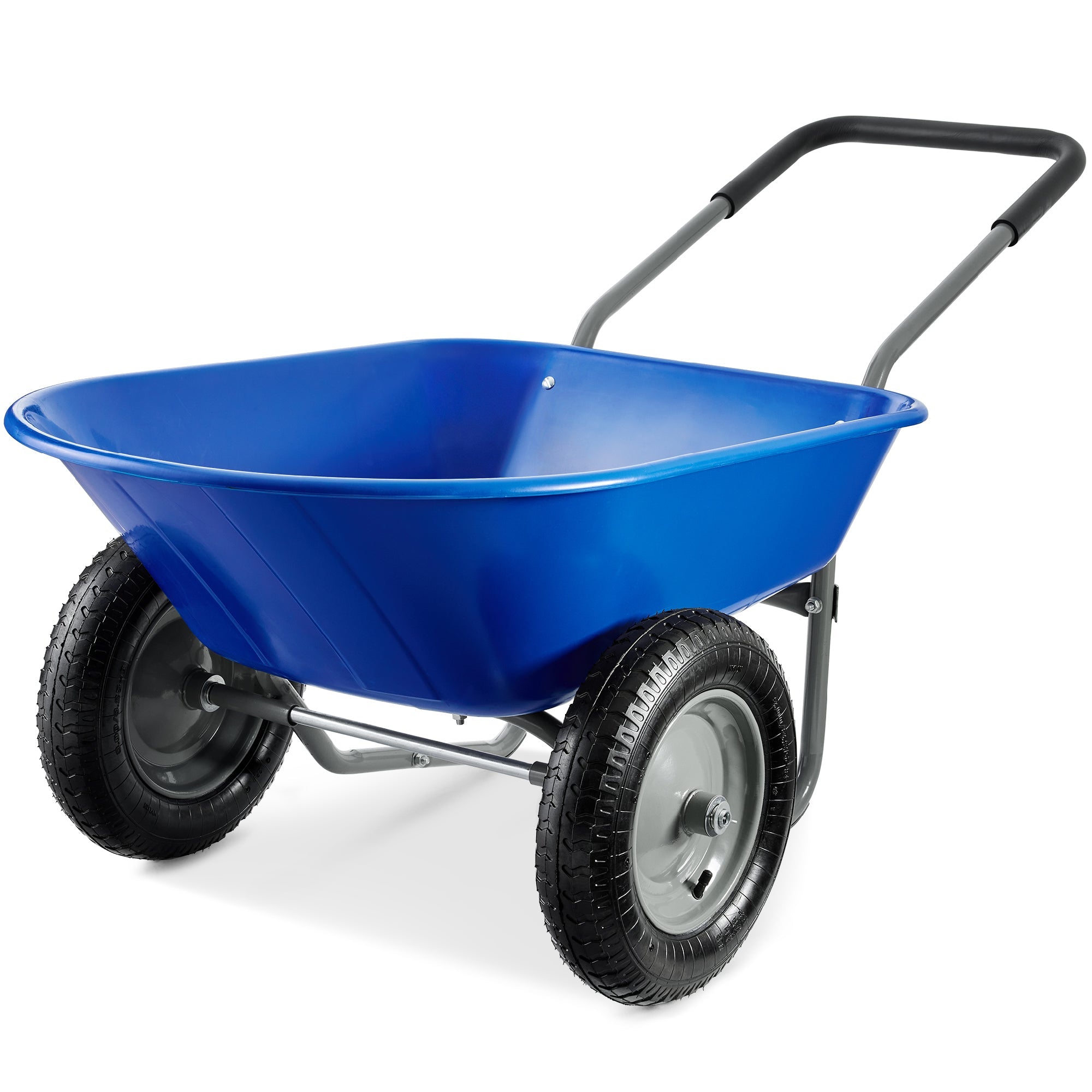 Dual-Wheel Wheelbarrow Garden Cart - Blue