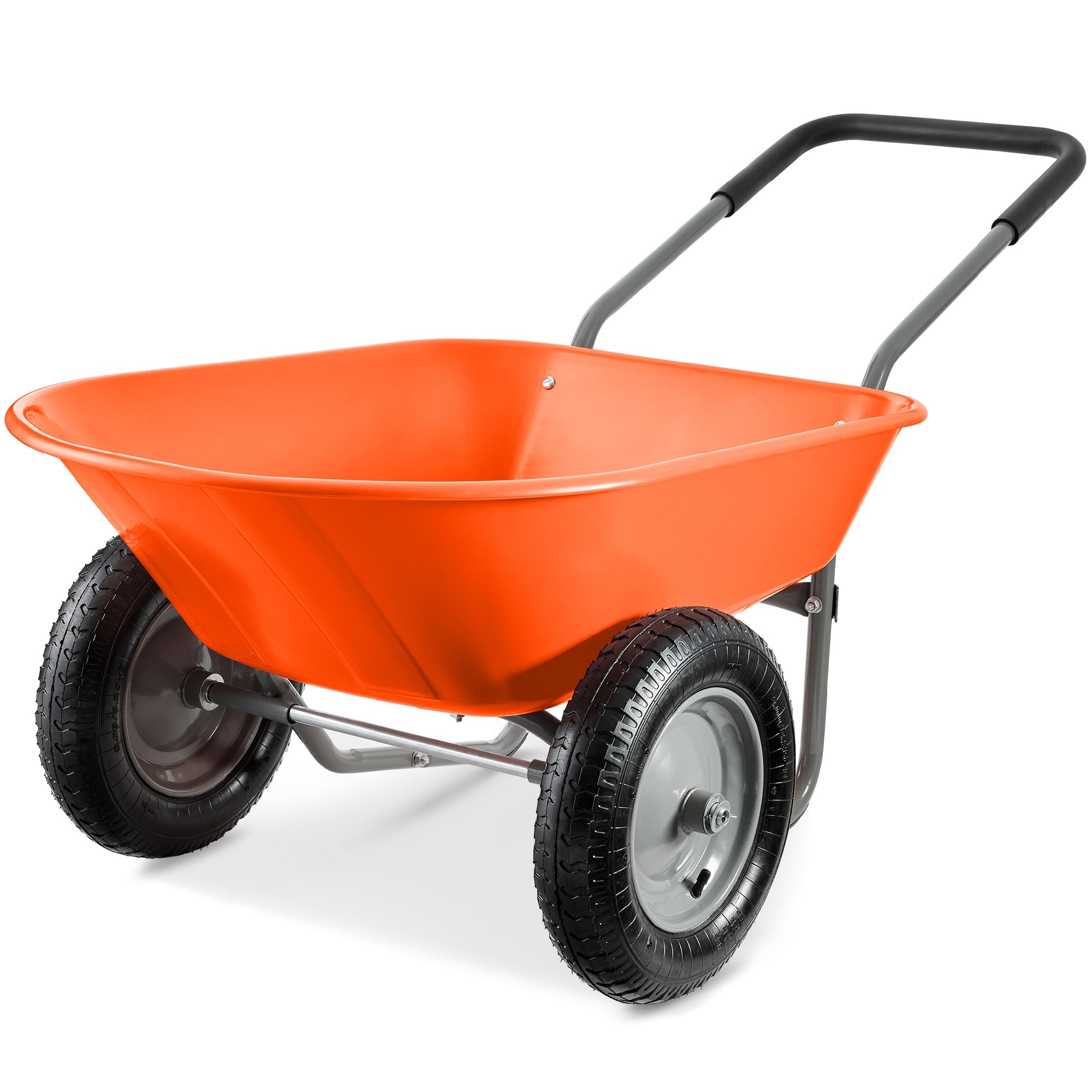Dual-Wheel Wheelbarrow Garden Cart - Orange
