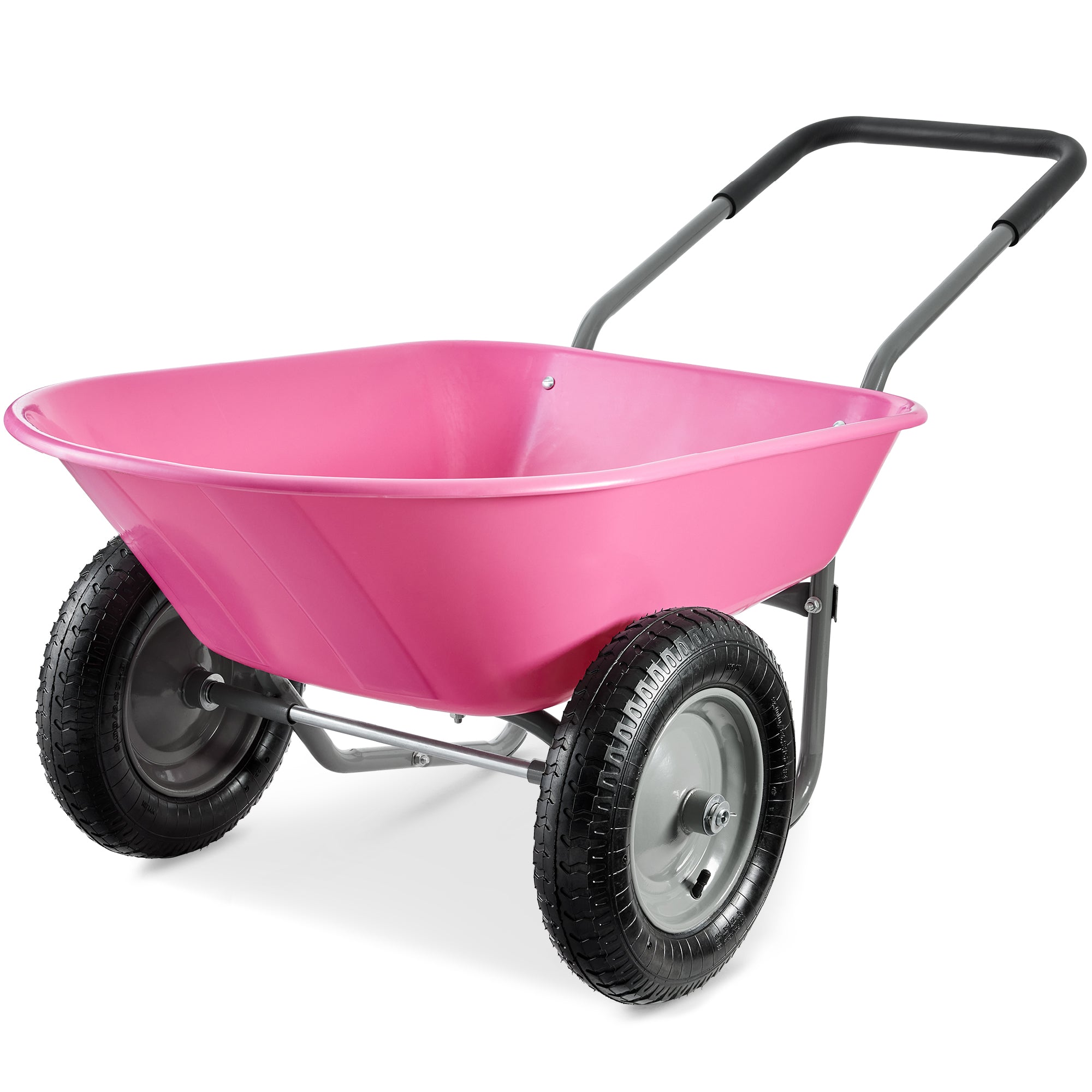 Dual-Wheel Wheelbarrow Garden Cart - Pink
