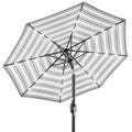 Solar LED Lighted Striped Patio Umbrella w/ Tilt Adjustment - 10ft - Striped Gray