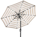 Solar LED Lighted Striped Patio Umbrella w/ Tilt Adjustment - 10ft - Striped Tan