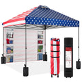 One-Person Setup Instant Pop Up Canopy w/ Side Wall, Carrying Case - 10x10ft - American Flag