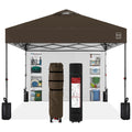 One-Person Setup Instant Pop Up Canopy w/ Side Wall, Carrying Case - 10x10ft - Brown