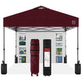One-Person Setup Instant Pop Up Canopy w/ Side Wall, Carrying Case - 10x10ft - Burgundy