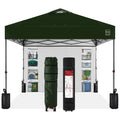 One-Person Setup Instant Pop Up Canopy w/ Side Wall, Carrying Case - 10x10ft - Dark Green
