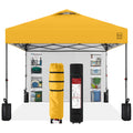 One-Person Setup Instant Pop Up Canopy w/ Side Wall, Carrying Case - 10x10ft - Marigold