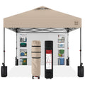 One-Person Setup Instant Pop Up Canopy w/ Side Wall, Carrying Case - 10x10ft - Sand