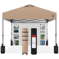 One-Person Setup Instant Pop Up Canopy w/ Side Wall, Carrying Case - 10x10ft - Tan