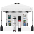 One-Person Setup Instant Pop Up Canopy w/ Side Wall, Carrying Case - 10x10ft - White