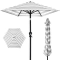 Outdoor Steel Striped Market Patio Umbrella w/ Tilt, Crank Lift - 10ft - Striped Gray