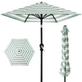 Outdoor Steel Striped Market Patio Umbrella w/ Tilt, Crank Lift - 10ft - Striped Green