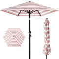 Outdoor Steel Striped Market Patio Umbrella w/ Tilt, Crank Lift - 10ft - Striped Rust