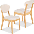 2-Piece Mid-Century Modern Wood &Upholstered Dining Chair Set - Oak/Cream