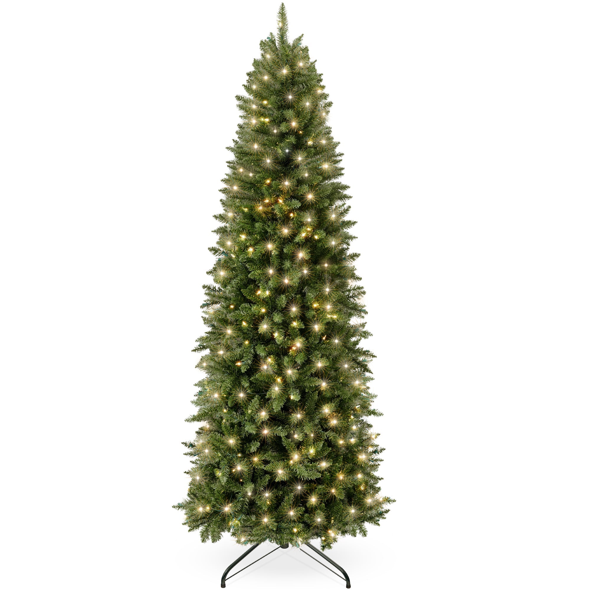 Prelit Spruce Pencil Christmas Tree w/ Incandescent Lights - 12ft