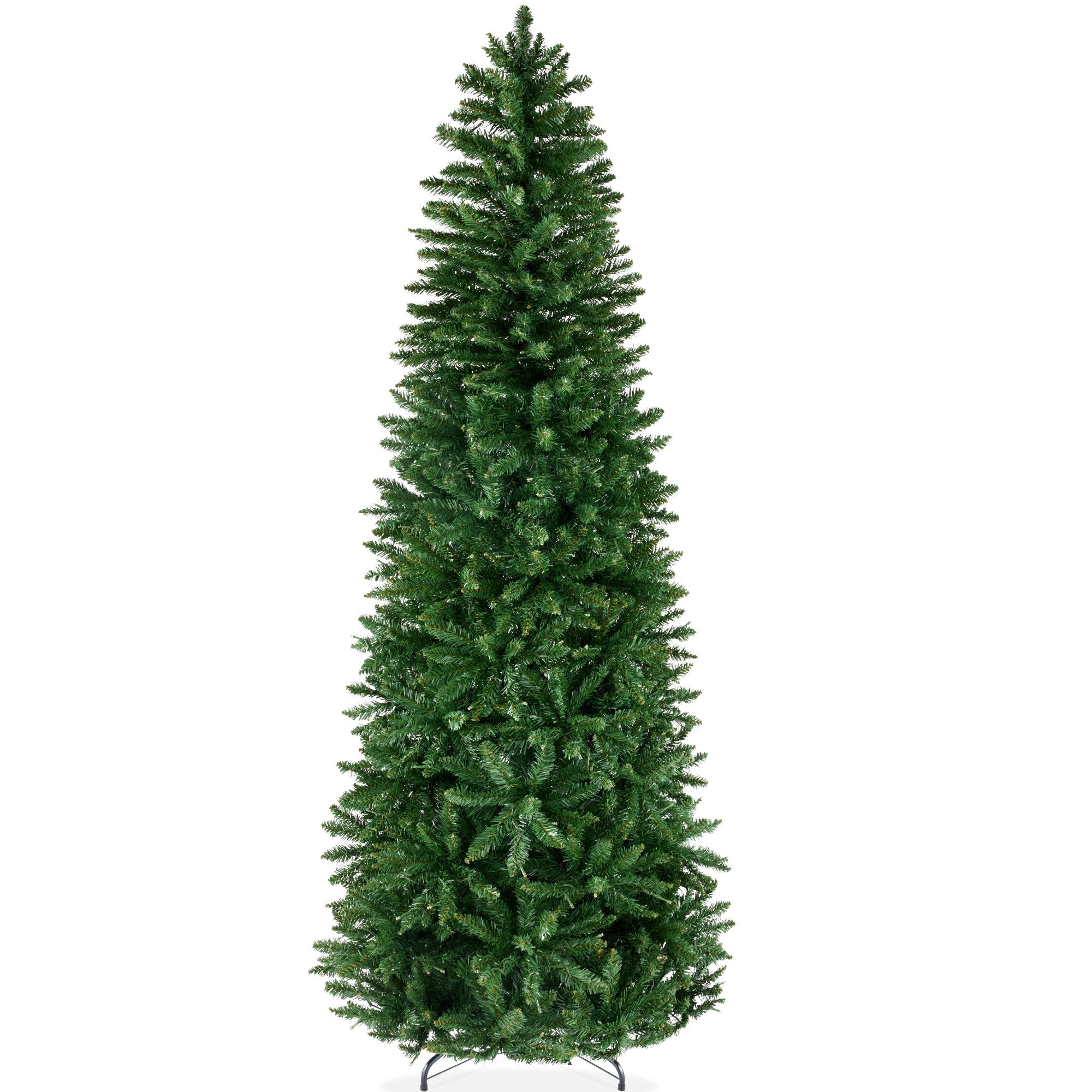 Unlit Spruce Pencil Christmas Tree w/ Folding Metal Base - 7.5ft