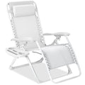 Monochromatic Zero Gravity Patio Chair Recliner w/ Side Tray, Headrest - Snow